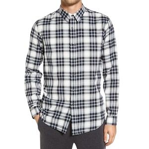 Theory Flanella Plaid 100% Cotton Casual Button-Down Shirt In Multi Size XL